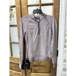 Avalanche Womens Sweatshirt 1/2 Zip Pullover Light Purple Mauve Stripe Small‎